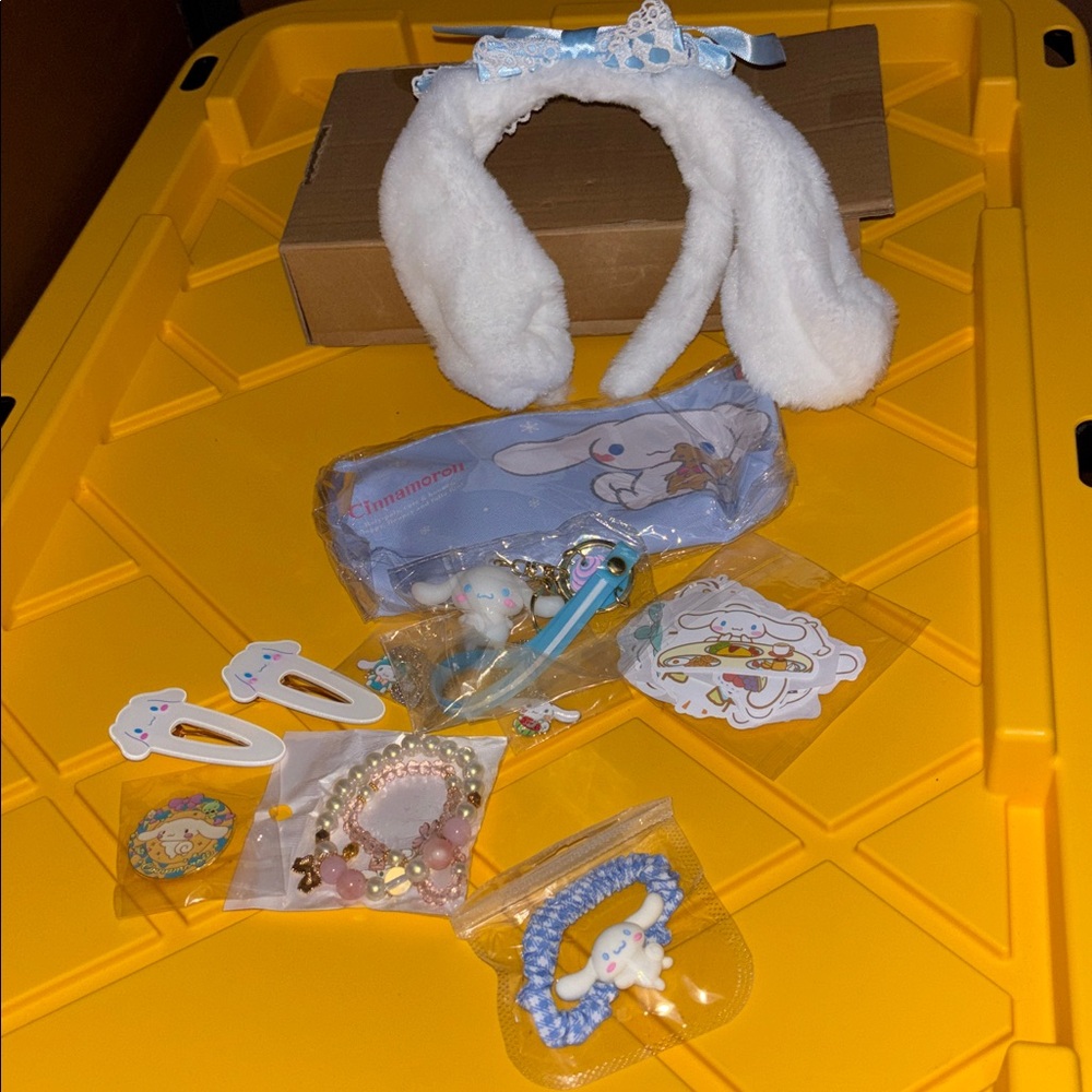 Children's Plush Bunny Headband and Accessory Set - Blue
